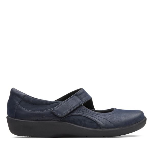 Clarks Womens Sillian Bella Flat Shoes Navy | USA-3598014